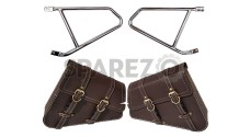 Royal Enfield GT Continental 650 Mounting Rails With Brown Pannier Bags Pair